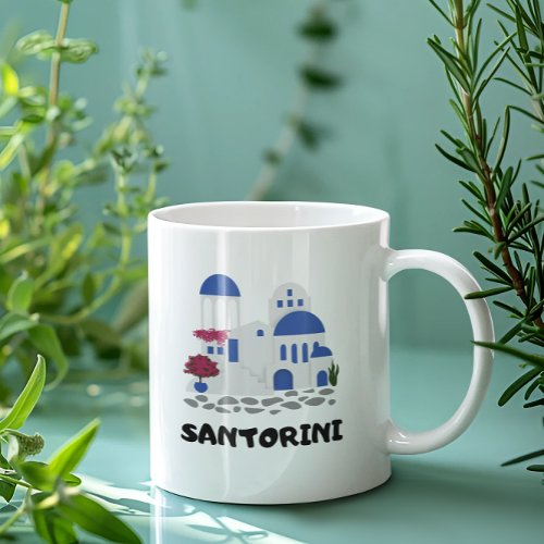 Santorini Greece Blue Roof Building  Coffee Mug