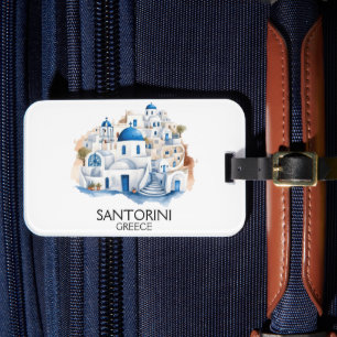 Santorini Greece Blue Roof Buildings Architecture Luggage Tag