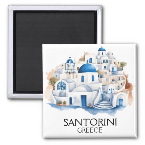 Santorini Greece Blue Roof Buildings Architecture Magnet