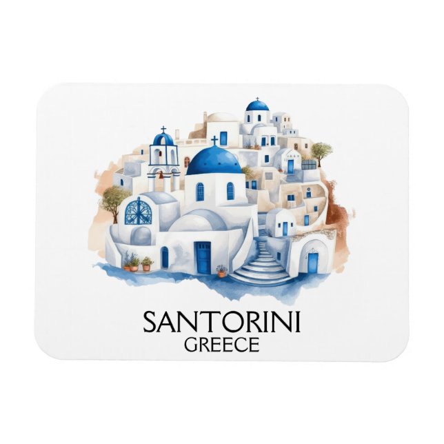 Santorini Greece Blue Roof Buildings Architecture Magnet (Horizontal)