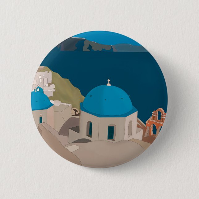 Santorini Greece Button (Front)