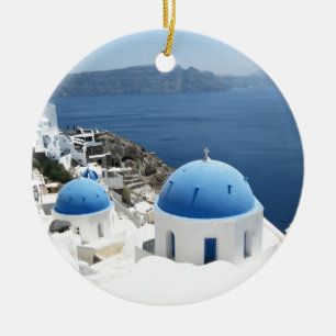 Santorini Greece Ceramic Ornament