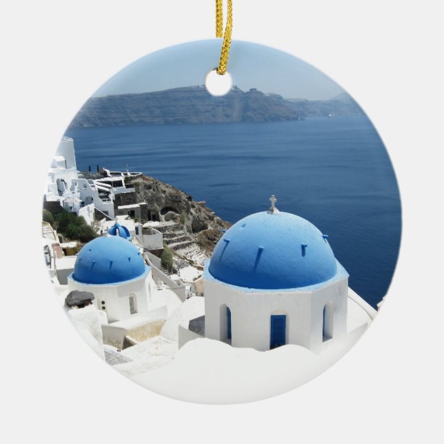 Santorini Greece Ceramic Ornament (Front)