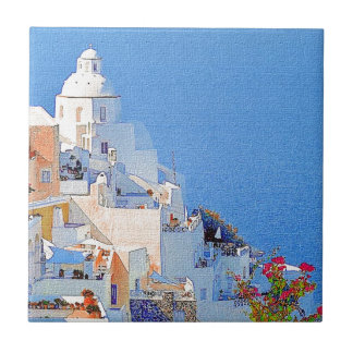 "Santorini, Greece" Ceramic Tile