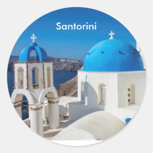 Santorini Greece Coffee Mug Classic Round Sticker