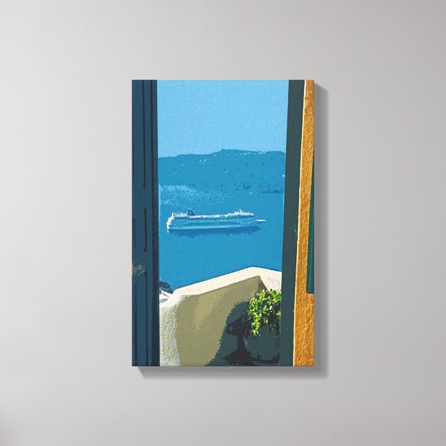 Santorini, Greece cruise ship Canvas Print (Front)