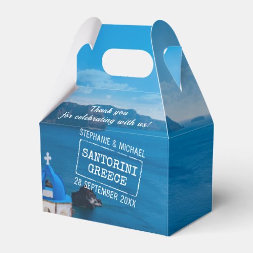 Santorini Greece Destination Wedding Personalized Favor Boxes