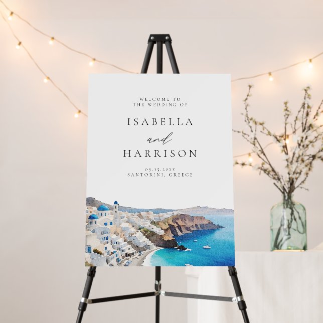 SANTORINI GREECE Destination Wedding Welcome Foam Board (In Situ (Stand))