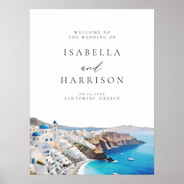 SANTORINI GREECE Destination Wedding Welcome Poster (Front)