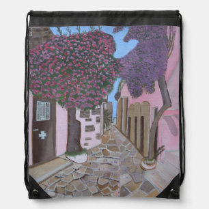 Santorini Greece Drawstring Bag