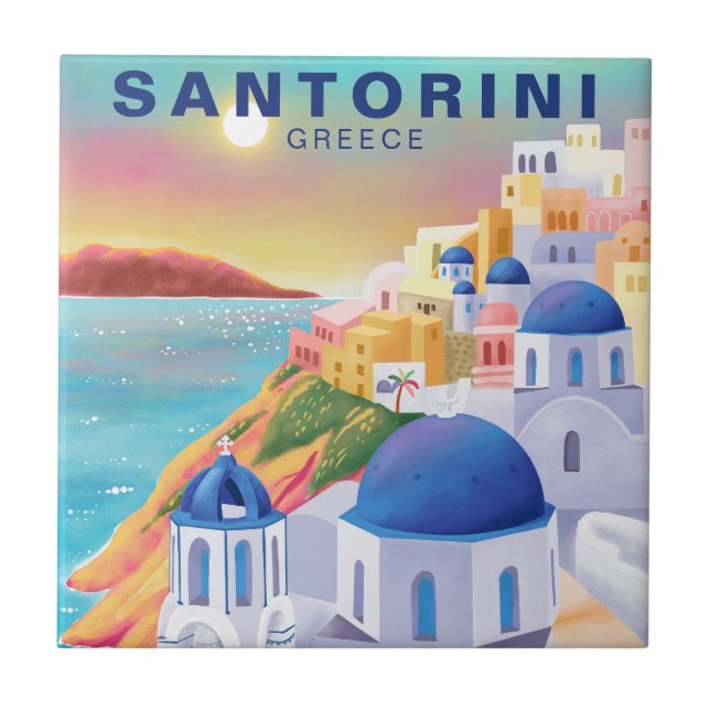 Santorini Greece Europe Art Destination Travel Ceramic Tile (Front)