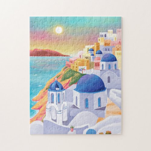 Santorini Greece Europe Art Destination Travel Jigsaw Puzzle