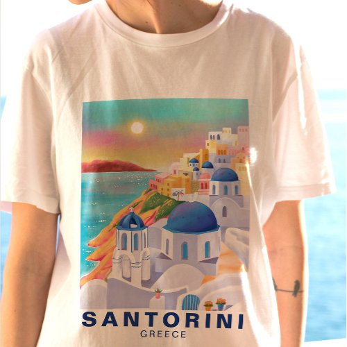 Santorini Greece Europe Art Destination Travel T_Shirt