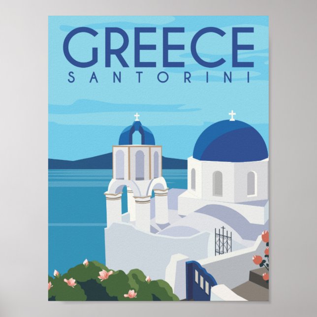 Santorini Greece Famous Travel Place Illustration Poster (Front)