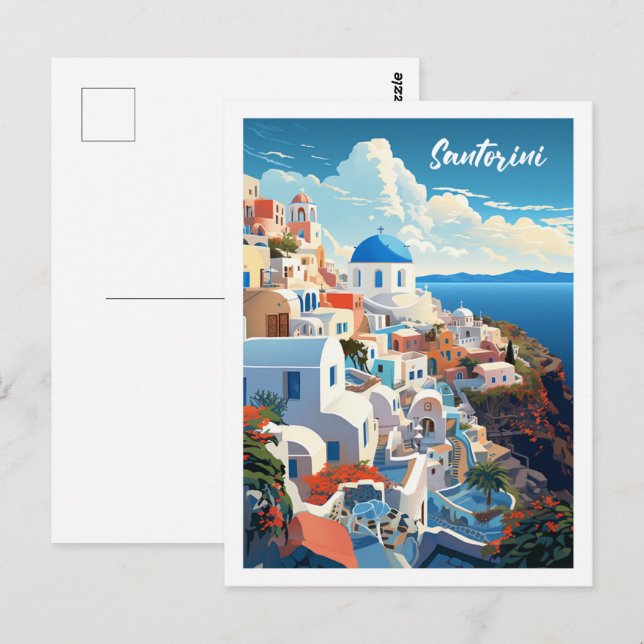 Santorini Greece Famous Vintage Travel Place Postcard (Front/Back)
