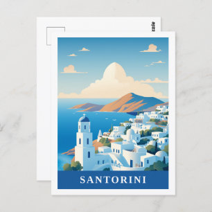 Santorini Greece Famous Vintage Travel Place Postcard