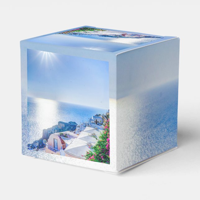 Santorini Greece Favor Boxes (Back Side)