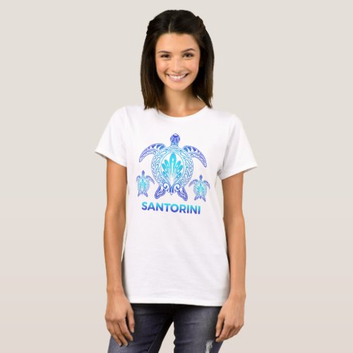 Santorini Greece FL Ocean Blue Sea Turtle Souvenir T_Shirt