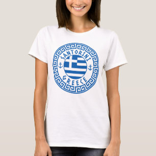 Santorini, Greece Flag Women's T-Shirt