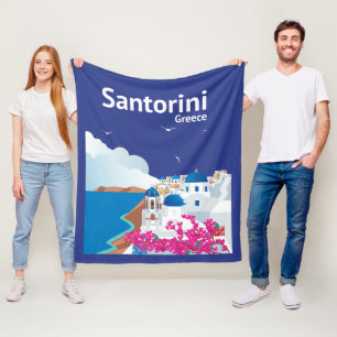 Santorini Greece Fleece Blanket