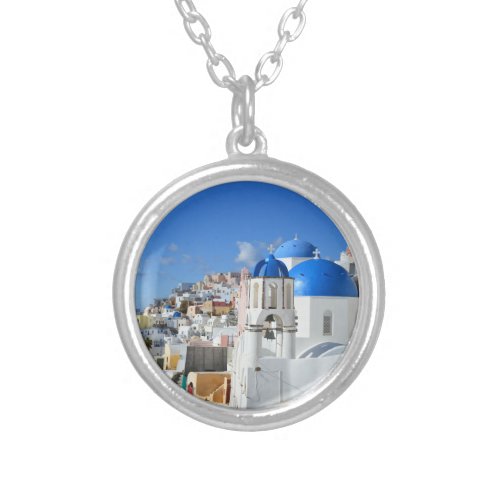 Santorini Greece       Gel Mouse Pad Gift Box Silver Plated Necklace