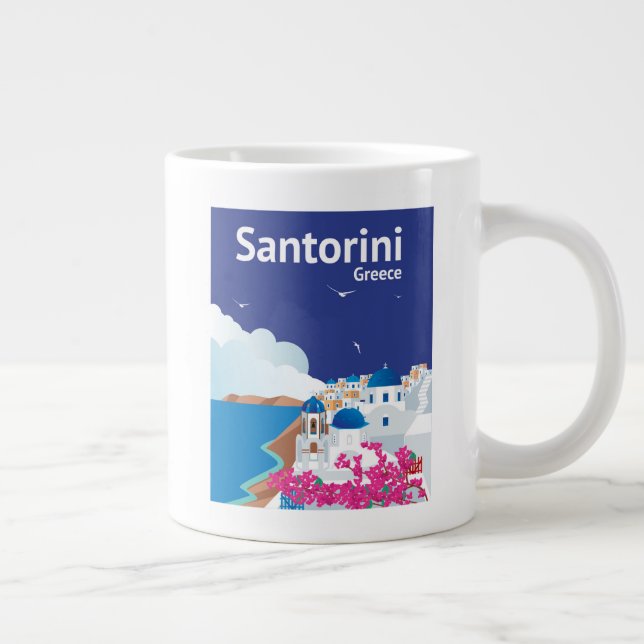 Santorini Greece Giant Coffee Mug (Right)