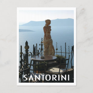 Santorini Greece Goddess Statue at Cafe Postcard