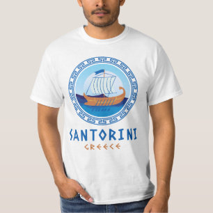 Santorini, Greece Greek Ship Design Men's T-Shirt