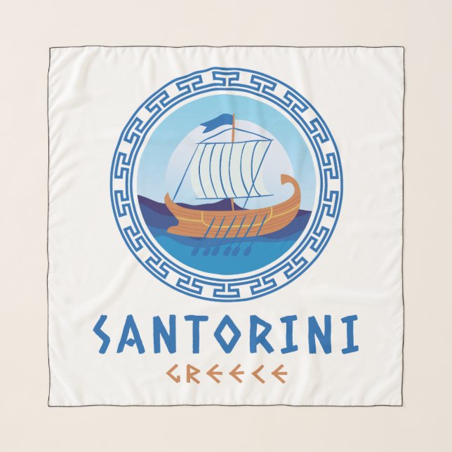 Santorini, Greece Greek Ship Design Scarf (Front)