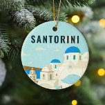 Santorini Greece Island Vintage Travel Souvenir Ceramic Ornament<br><div class="desc">Watercolor travel souvenir design for the Greek island of Santorini. Indulge in nostalgia for the Greek island of Santorini with watercolor souvenirs, specially designed for beachside vacationers. Reminiscent of a bygone era, this design captures the tranquility and beauty of the bay and is a delightful reminder of your beach vacation....</div>