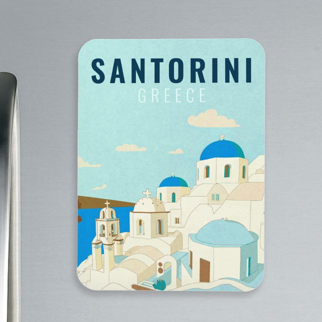 Santorini Greece Island Vintage Travel Souvenir Magnet (Creator Uploaded)