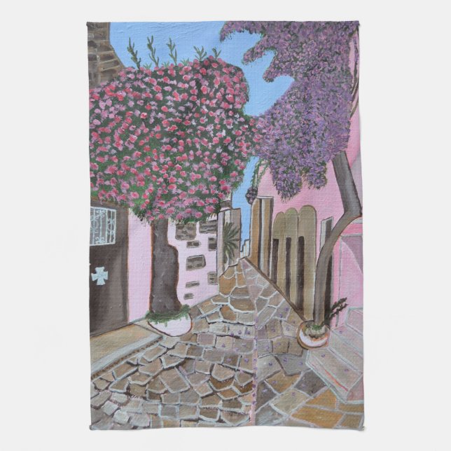 Santorini, Greece kitchen towel  (Vertical)