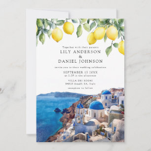 Santorini Greece Lemons All In One Wedding Invitation