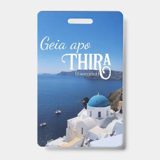 Santorini Greece luggage tag Badge