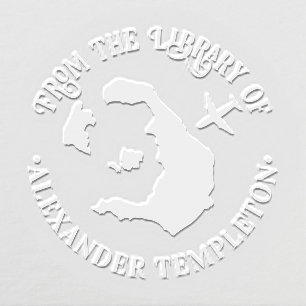 Santorini Greece Map Plane Round Library Book Name Embosser