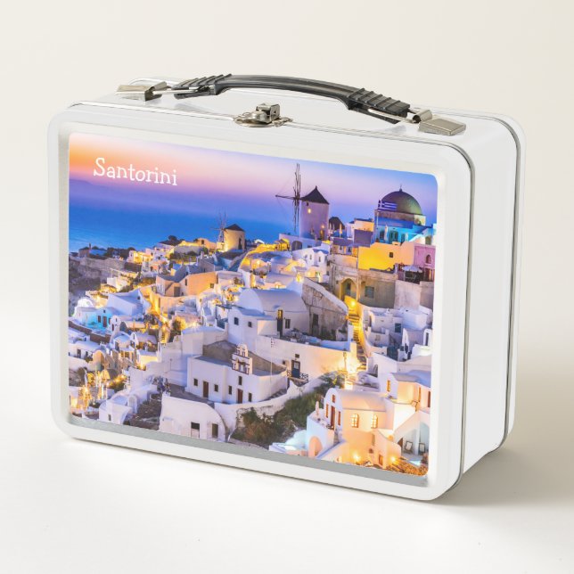 Santorini Greece Metal Lunch Box (Front)