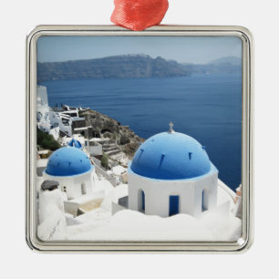 Santorini Greece Metal Ornament