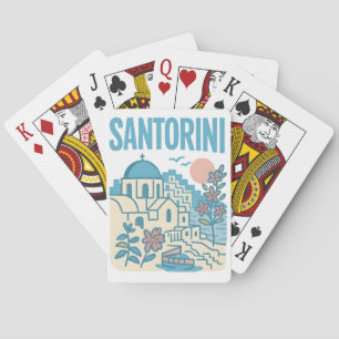 Santorini Greece Minimalist Travel Illustration Poker Cards