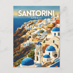Santorini Greece Nostalgic Travel Art Postcard