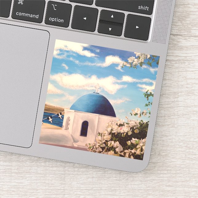 Santorini Greece Ocean Travel Vinyl Sticker (Detail)