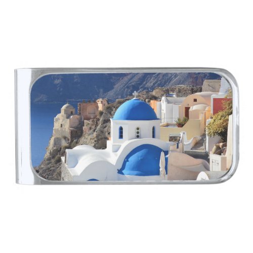 Santorini Greece   Oia       Silver Finish Money Clip