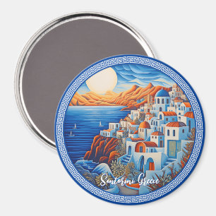 Santorini Greece Painting   Travel Art  Magnet