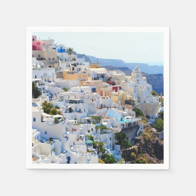 Santorini Greece Paper Napkins (Front)