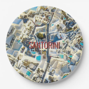 Santorini - Greece Paper Plates