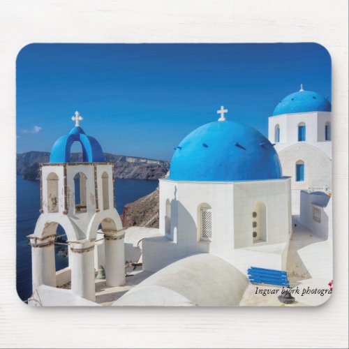 Santorini Greece Photo Print Mouse Pad