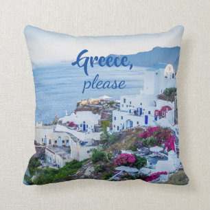 Santorini/ Greece Please / Personalized Throw Pillow