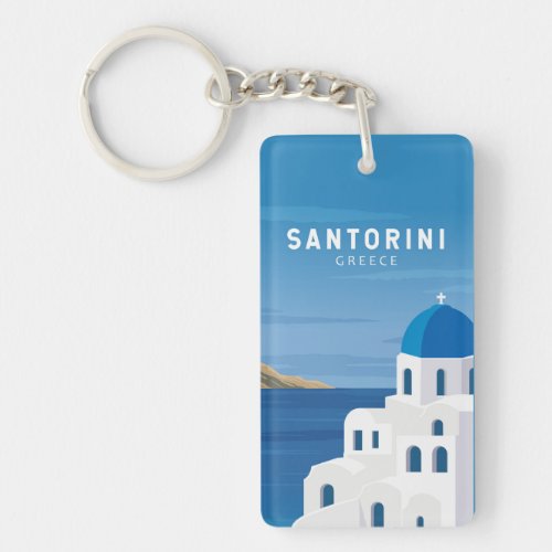 Santorini Greece Retro Vintage  Keychain