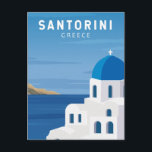 Santorini Greece Retro Vintage Postcard<br><div class="desc">Santorini retro travel design. Santorini is instantly recognizable for its whitewashed,  cube-shaped buildings adorned with blue accents,  steep cliffs and tangerine sunsets that light up the sky and sea.</div>