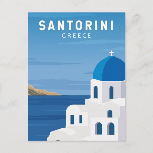 Santorini Greece Retro Vintage Postcard (Front)