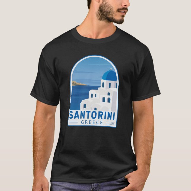 Santorini Greece Retro Vintage  T-Shirt (Front)
